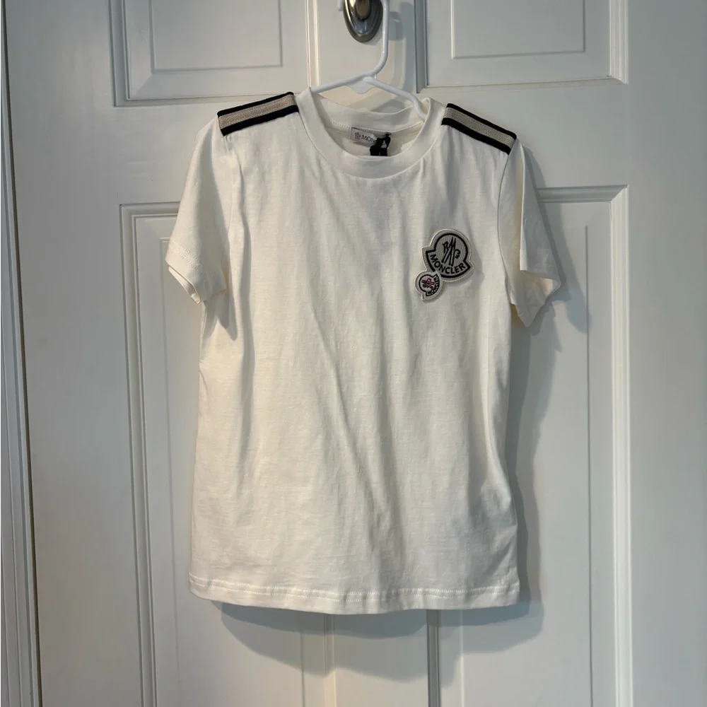 NWT Moncler Kids size 8 Cream Maglia T-Shirt with Logo - Picture 2 of 6